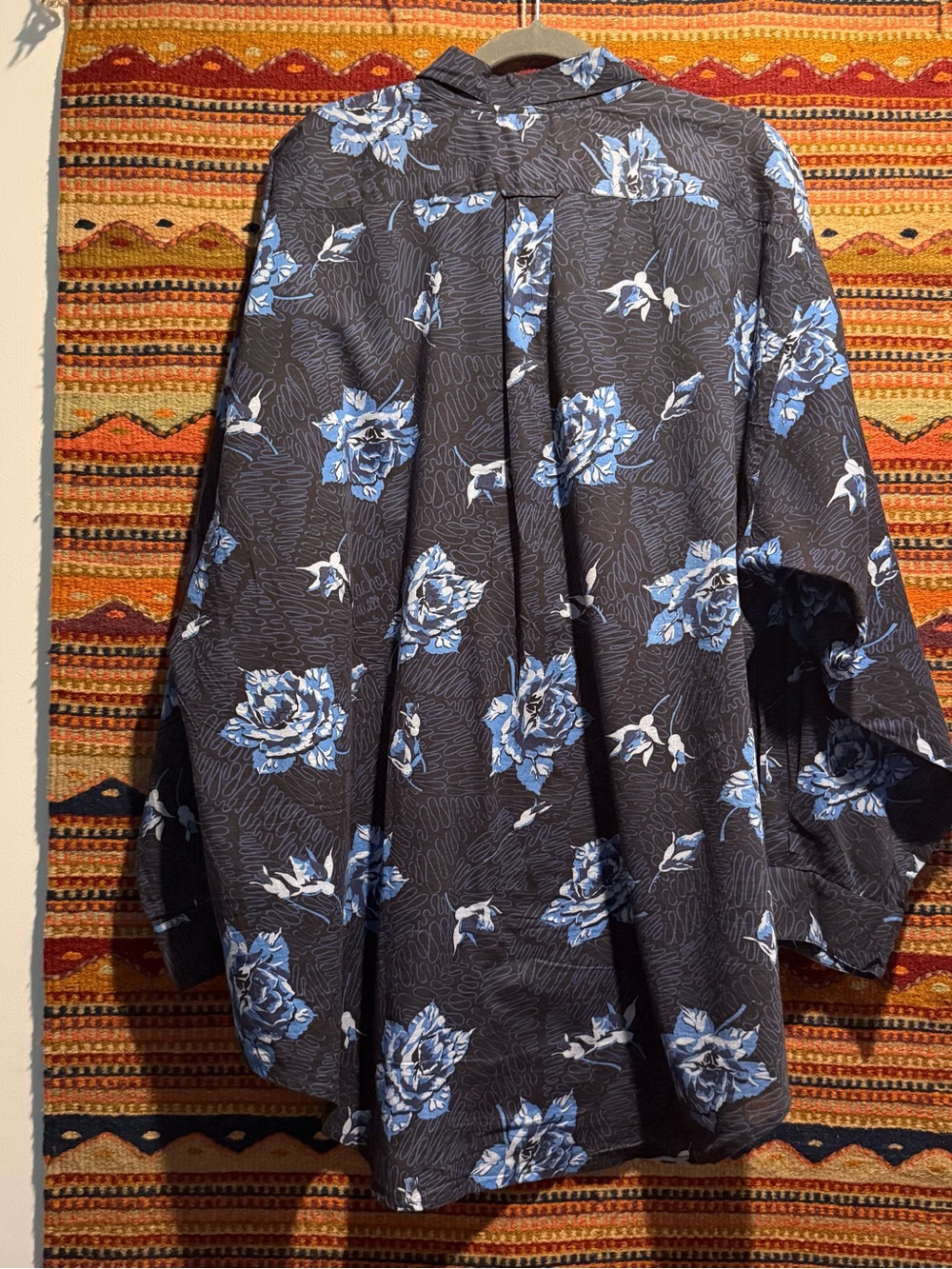 Rachel Comey Isa Button-Down Shirt in Navy Squiggle Rose - Picture 8 of 10